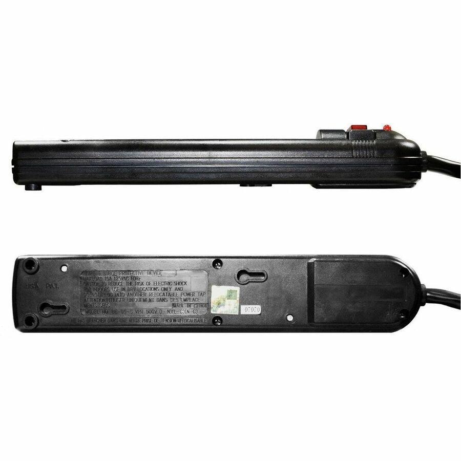 Weltron 6-Outlet Surge Protector, 10 ft, Black, Easily connect to a wall outlet with 10 ft cord, WSP-600PLF-10BK