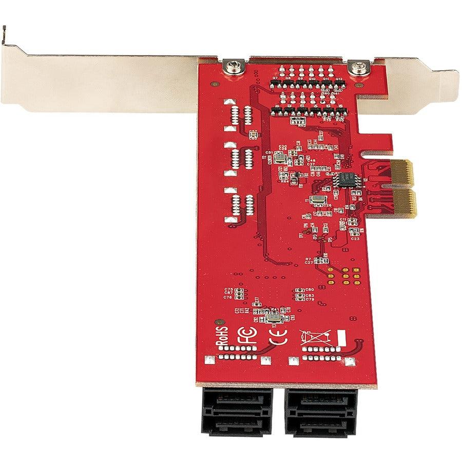 StarTech.com SATA PCIe Card, 10 Port PCIe SATA Expansion Card, 6Gbps SATA Adapter, Stacked SATA Connectors, PCI Express to SATA Converter