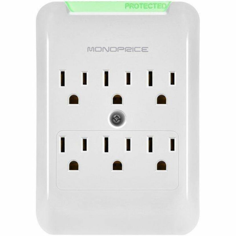 Monoprice 6 Outlet Power Surge Protector Slim Wall Tap - 540 Joules 1
