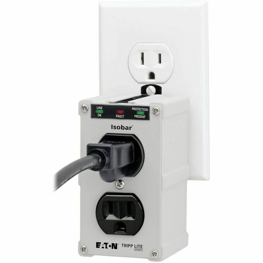 Eaton Tripp Lite Series Isobar 2-Outlet Surge Protector, Direct Plug-In, 1410 Joules, Diagnostic LEDs, Metal Housing