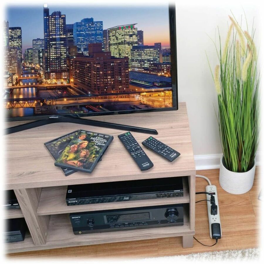 Eaton Tripp Lite Series Protect It! 7-Outlet Surge Protector, 12 ft. Cord, 1080 Joules, Diagnostic LED, Light Gray Housing