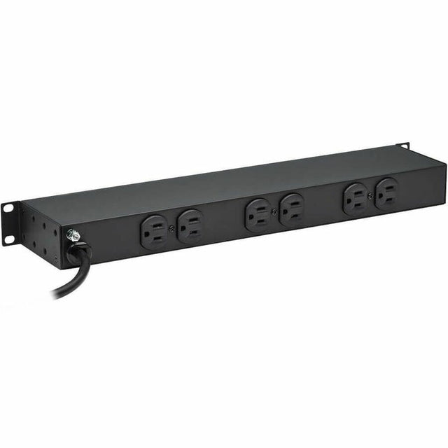 Eaton Tripp Lite Series 1U Rack-Mount Power Strip, 120V, 15A, 5-15P, 12 Outlets (6 Front-Facing, 6-Rear-Facing), 15 ft. (4.57 m) Cord
