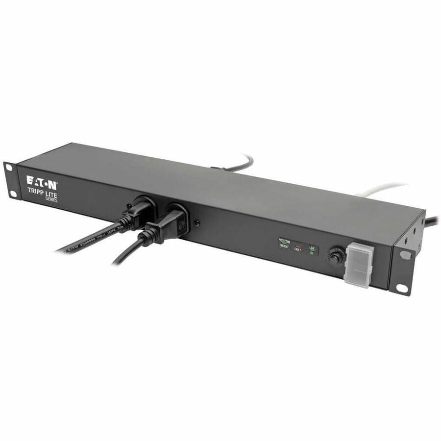 Eaton Tripp Lite Series Isobar 12-Outlet Network Server Surge Protector, 15 ft. (4.57 m) Cord, 3840 Joules, Diagnostic LEDs, 1U Rackmount, Metal Housing