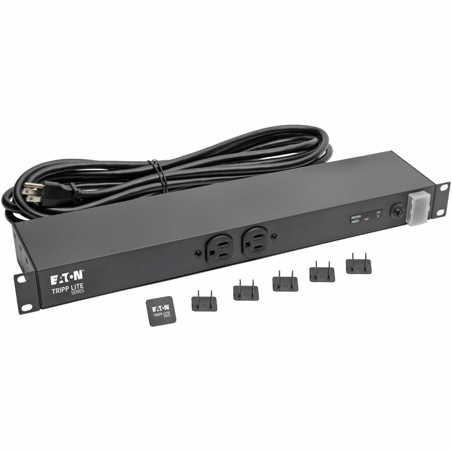 Eaton Tripp Lite Series Isobar 12-Outlet Network Server Surge Protector, 15 ft. (4.57 m) Cord, 3840 Joules, Diagnostic LEDs, 1U Rackmount