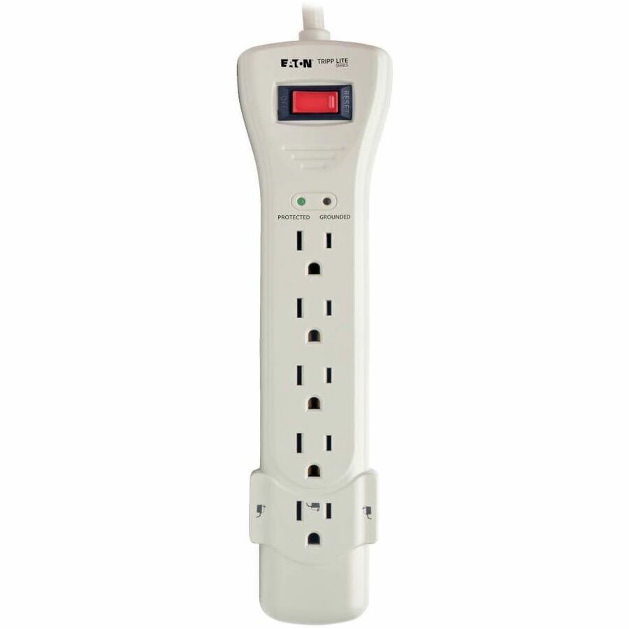 Eaton Tripp Lite Series Protect It! 7-Outlet Surge Protector, 7 ft. Cord with Right-Angle Plug, 2160 Joules, Diagnostic LEDs, Light Gray Housing