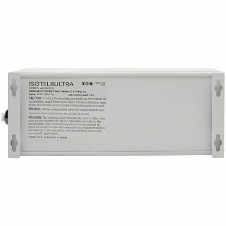 Eaton Tripp Lite Series Isobar 8-Outlet Surge Protector, 12 ft. Cord with Right-Angle Plug, 3840 Joules, Diagnostic LEDs, Tel/Fax/Modem, Metal