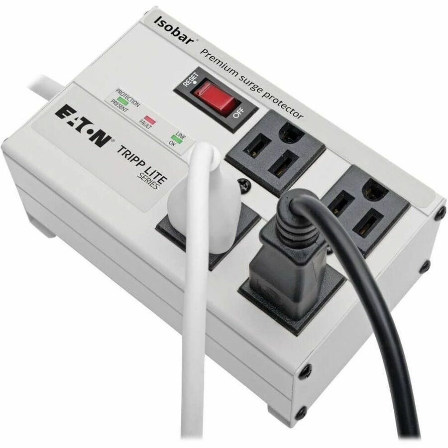 Eaton Tripp Lite Series Isobar 4-Outlet Surge Protector, 6 ft. Cord with Right-Angle Plug, 3330 Joules, Metal Housing
