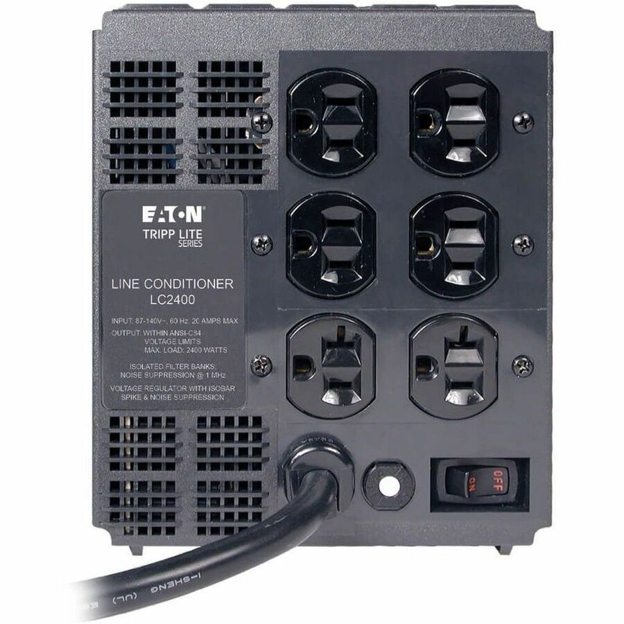 Eaton Tripp Lite Series 2400W 120V Power Conditioner with Automatic Voltage Regulation (AVR), AC Surge Protection, 6 Outlets