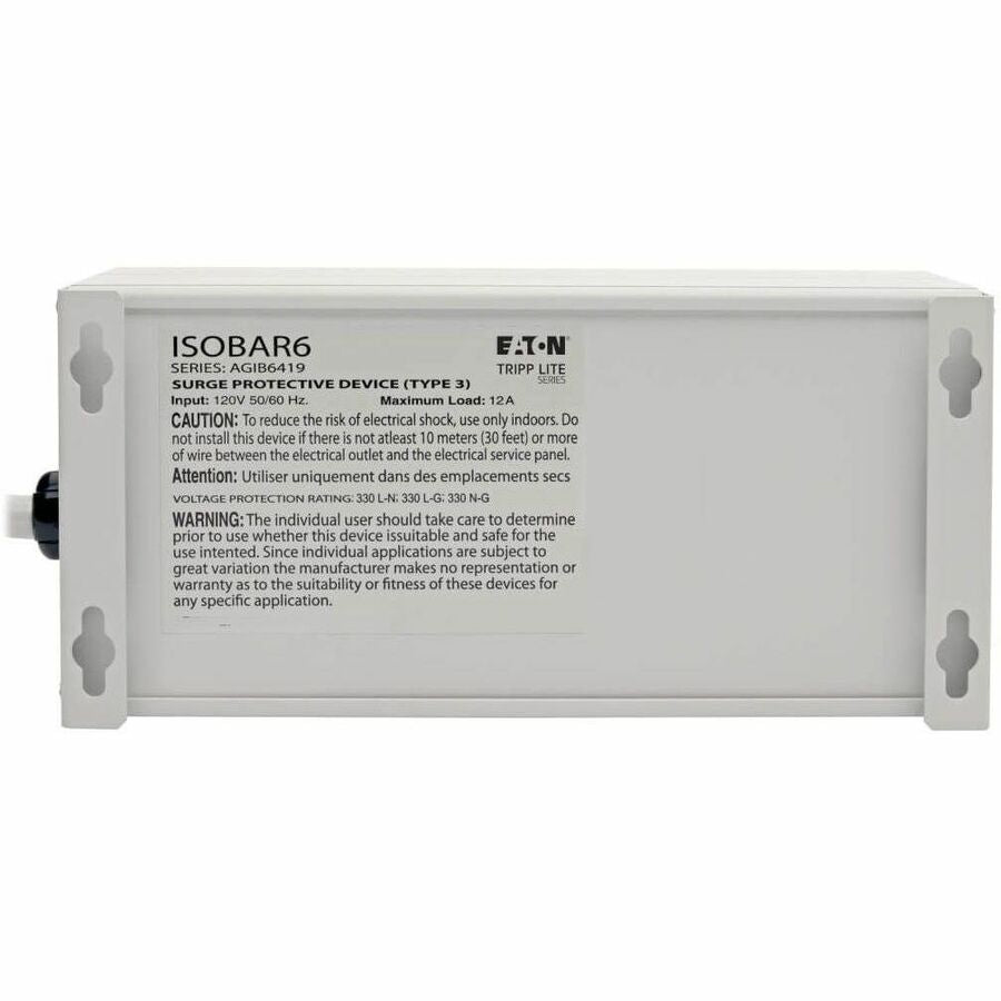 Eaton Tripp Lite Series Isobar 6-Outlet Surge Protector, 6 ft. Cord with Right-Angle Plug, 3330 Joules, Diagnostic LEDs, Metal Housing