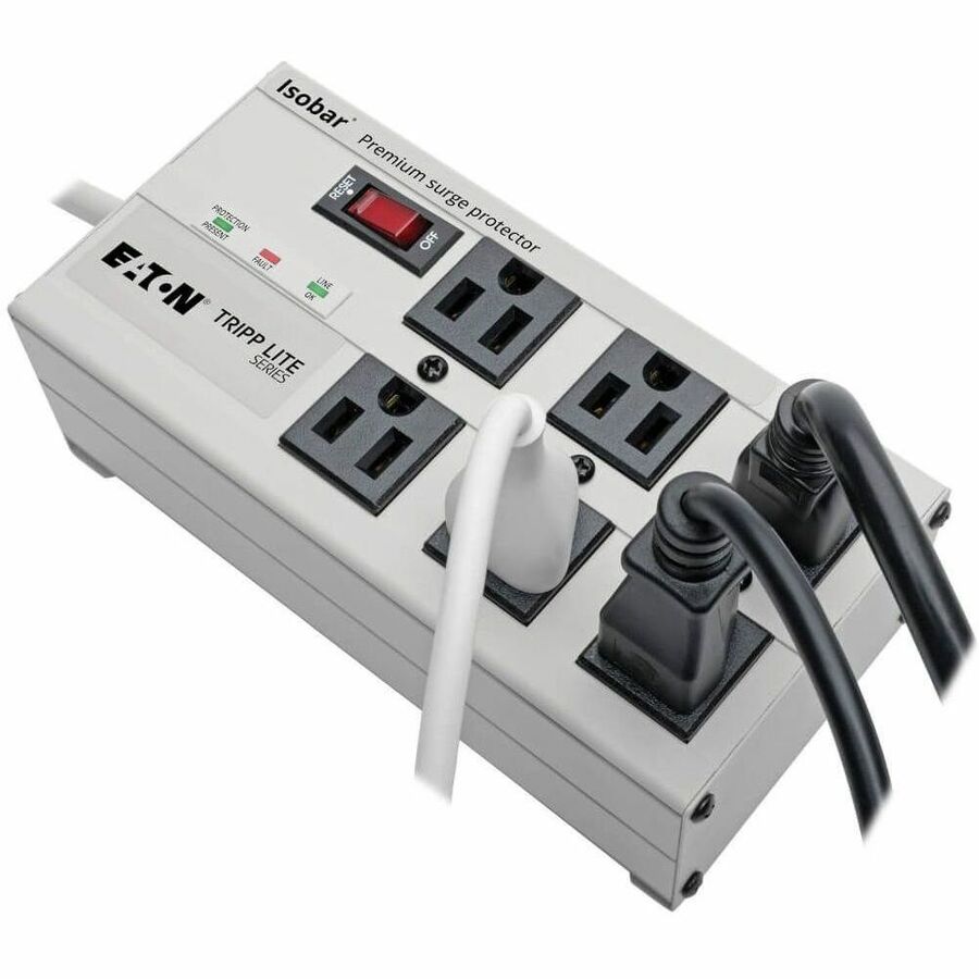 Eaton Tripp Lite Series Isobar 6-Outlet Surge Protector, 6 ft. Cord with Right-Angle Plug, 3330 Joules, Diagnostic LEDs, Metal Housing