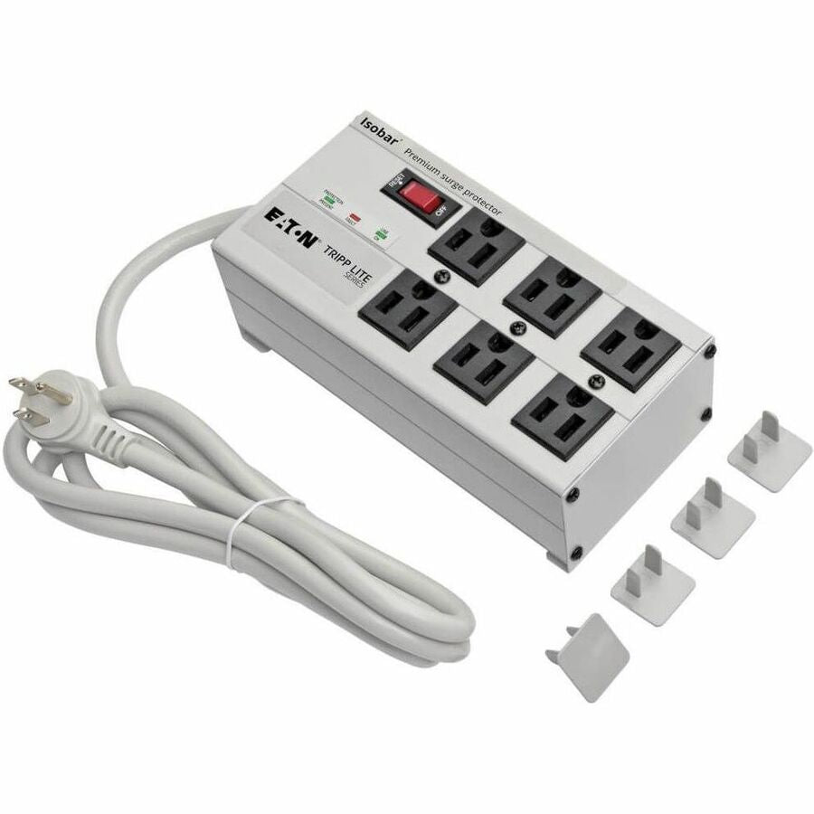 Eaton Tripp Lite Series Isobar 6-Outlet Surge Protector, 6 ft. Cord with Right-Angle Plug, 3330 Joules, Diagnostic LEDs, Metal Housing