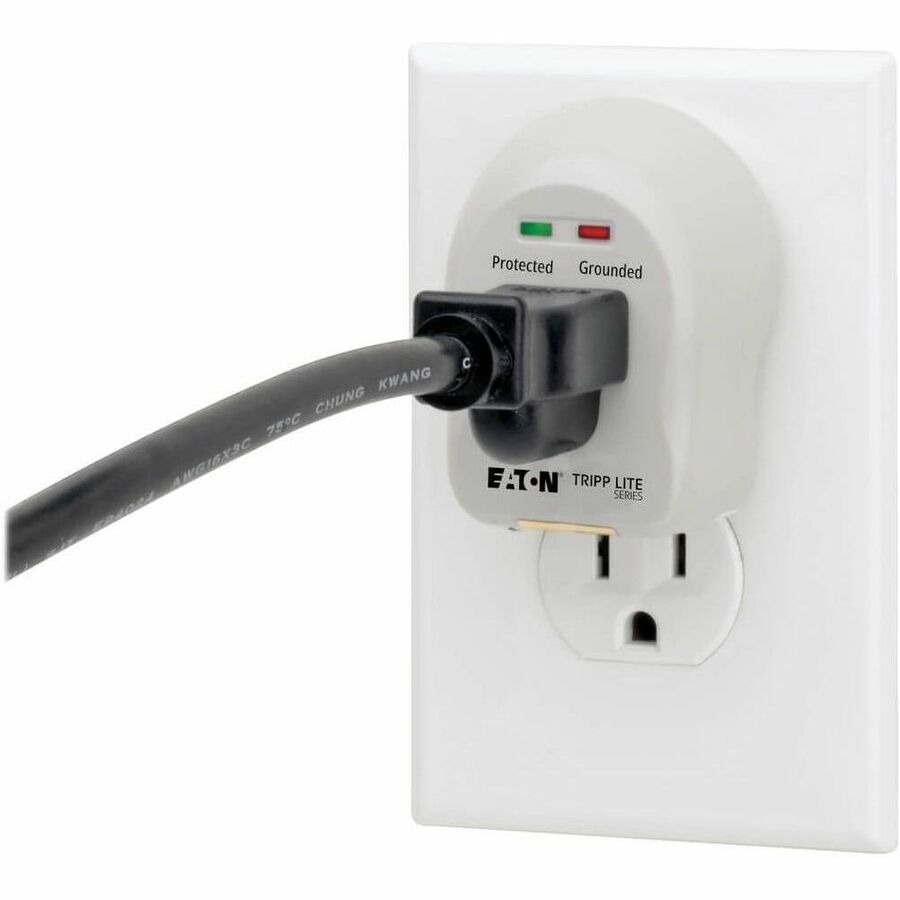 Eaton Tripp Lite Series 1-Outlet Personal Surge Protector, Direct Plug-In, 600 Joules, 2 Diagnostic LEDs