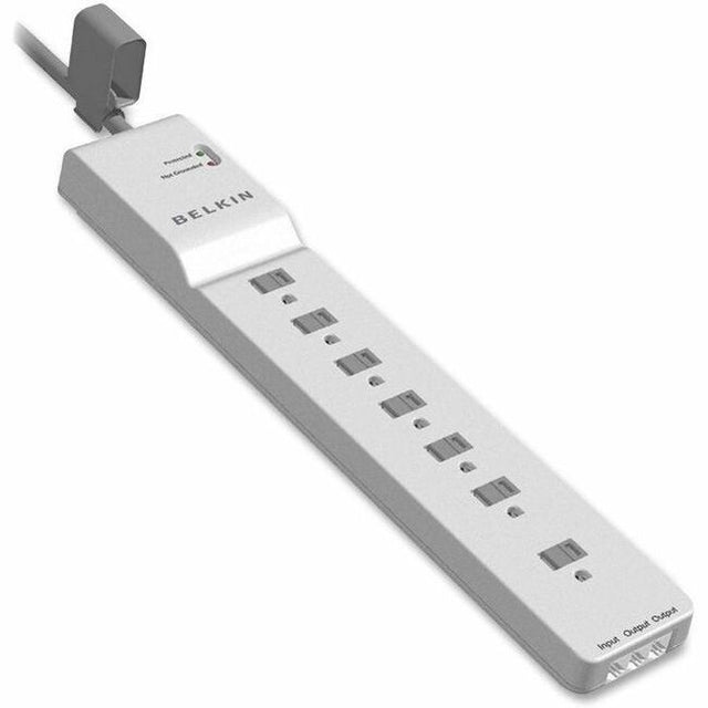 Belkin 7-Outlet Surge Protector - 12ft Cord - Right Angle Plug - 2320J - White