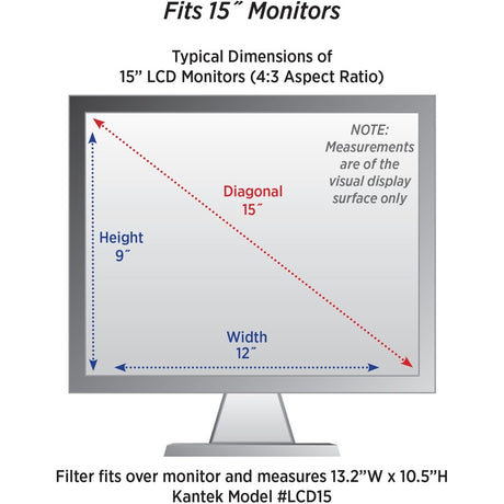 Kantek LCD Protect Anti-glare Filter Fits 15in Monitors