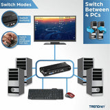 TRENDnet 4-Port USB KVM Switch Kit, VGA And USB Connections, 2048 x 1536 Resolution, Cabling Included, Control Up To 4 Computers, Compliant With Window, Linux, and Mac OS, TK-407K