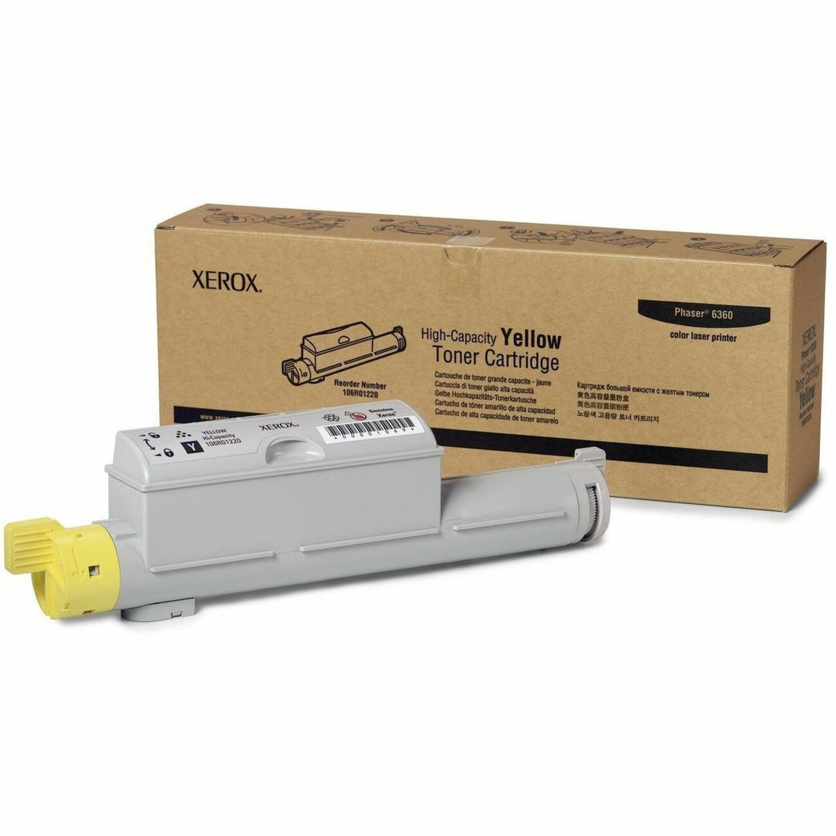 Xerox Genuine Phaser&trade; 6360 Yellow High capacity Toner Cartridge (12000 Pages) - 106R01220