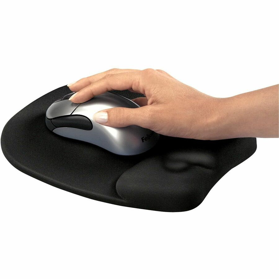 Fellowes&reg; Memory Foam Mouse Pad with Wrist Rest - Black (9176501)