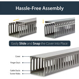 StarTech.com 3x3in Open Slot Wiring Cable Raceway Duct, Server Rack Cable Management, PVC Cable Cover, Cord Hider / Organizer, TAA