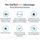 StarTech.com 2U Server Rack Cabinet Shelf - Fixed 16" Deep Cantilever Rackmount Tray for 19" Data/AV/Network Enclosure w/cage nuts, screws