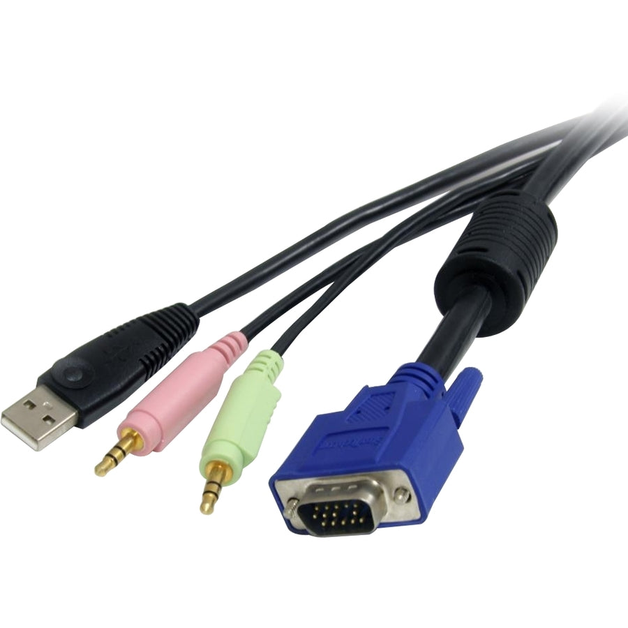 StarTech.com 4-in-1 USB VGA KVM Cable - Audio and Microphone - Keyboard / video / mouse / audio cable - 4 pin USB Type A, HD-15, mini-phone stereo 3.5 mm (M) - HD-15, mini-phone stereo 3.5 mm , 4 pin USB Type B (M) - 10 ft