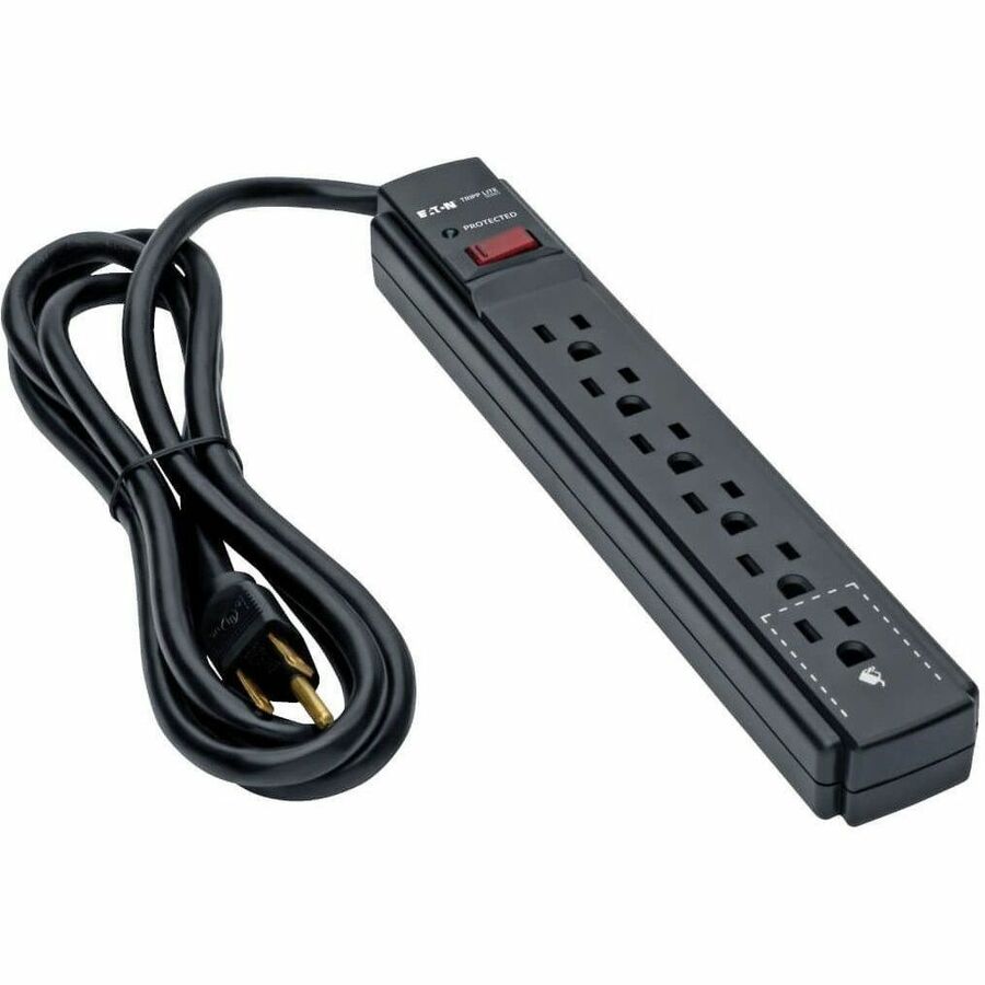 Eaton Tripp Lite Series Protect It! 6-Outlet Surge Protector, 6 ft. Cord, 790 Joules, Diagnostic LED, Black Housing