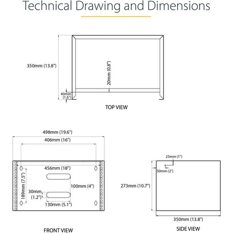 StarTech.com 6U Wall Mount Rack, 14in Deep, 19 inch Wall Mount Network Rack, Wall Mounting Patch Panel Bracket for Switch/IT Equipment