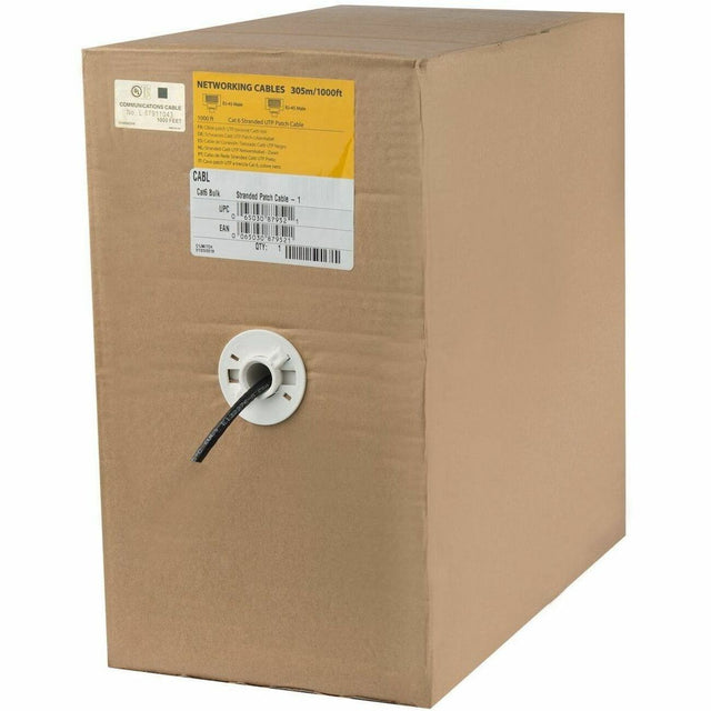 StarTech.com 1000 ft Bulk Cat6 Ethernet Cable - Stranded - CM-Rated for In-Wall Use - Cat 6 UTP Patch Cable - Black