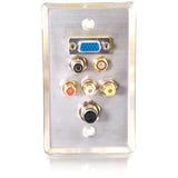 C2G Single Gang HD15 VGA + F-Type + 3.5mm + S-Video + RCA Audio/Video Wall Plate - Black
