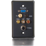 C2G Single Gang HD15 VGA + F-Type + 3.5mm + S-Video + RCA Audio/Video Wall Plate - Black