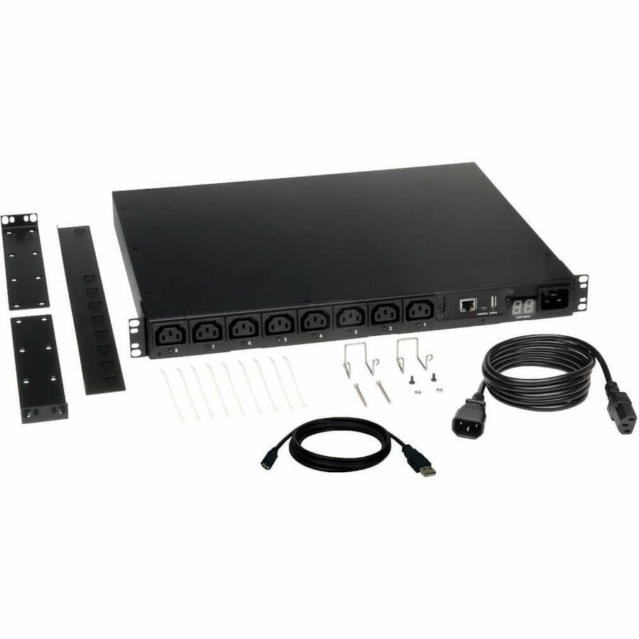 Eaton 2.5kW Single-Phase 208/230V Switched PDU - LX Platform, 8 C13 Outlets, C14 Input 2m Cord, 1U Rack-Mount, TAA