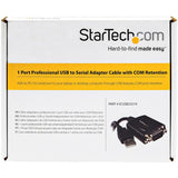 StarTech.com 1ft (30cm) 1-Port Professional USB to Serial Adapter Cable with COM Retention, USB to RS232 Adapter - TAA