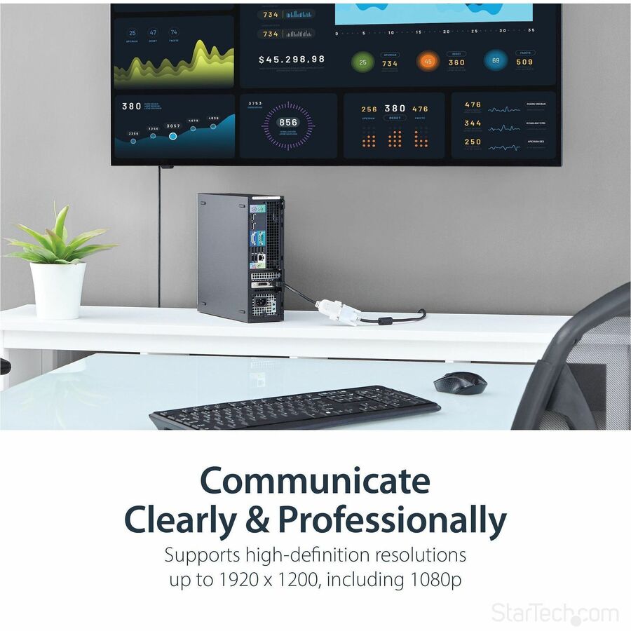 StarTech.com DisplayPort to DVI Adapter, DisplayPort to DVI-D Adapter/Video Converter 1080p, DP 1.2 to DVI Monitor, Latching DP Connector