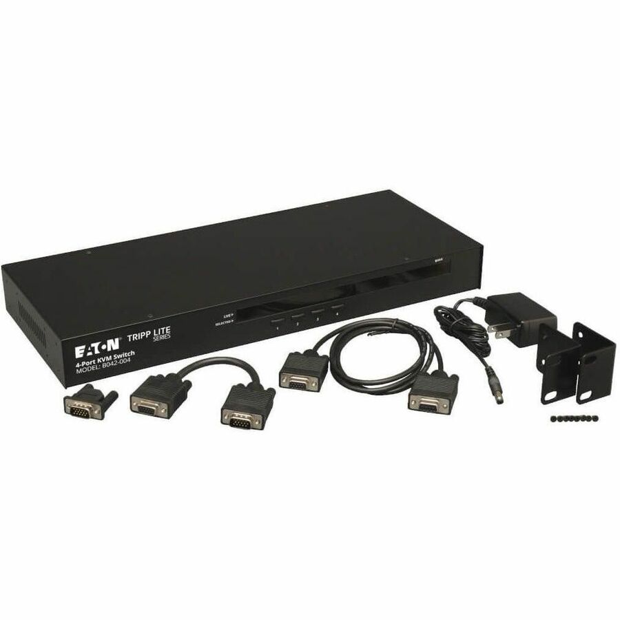 Eaton Tripp Lite Series 4-Port 1U Rack-Mount USB/PS2 KVM Switch with On-Screen Display