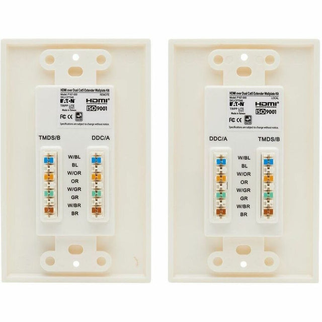 Eaton Tripp Lite Series HDMI over Dual Cat5/Cat6 Extender Wall Plate Kit with Transmitter and Receiver, TAA