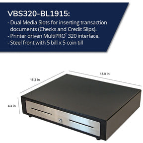 apg&reg;Standard- Duty Point of Sale Cash Drawer | Vasario Series VBS320-BL1915
