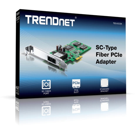 TRENDnet SC-Type Fiber PCIe Adapter; Convert a PCIe Slot into an SC-Type Multi-Mode Fiber Port; Supports VLAN Tagging & Layer 2 Priority Tagging; TEG-ECSX