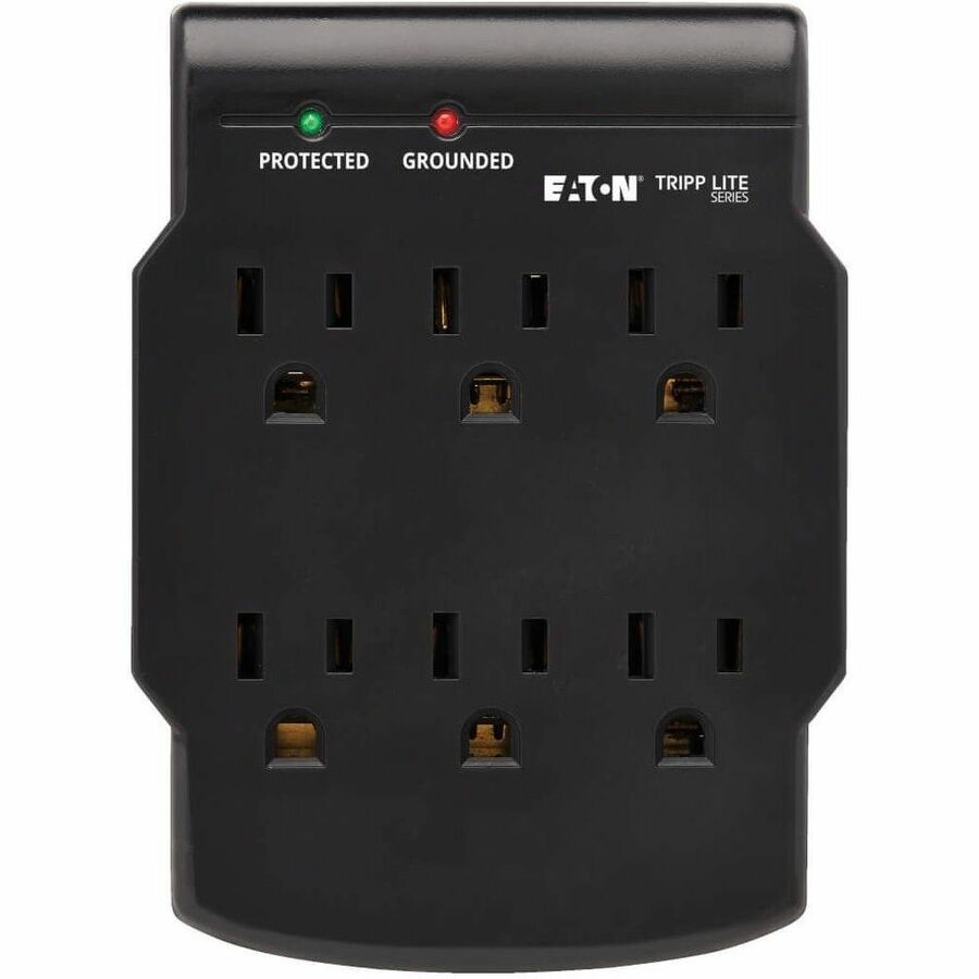 Eaton Tripp Lite Series 6-Outlet Surge Protector, Direct Plug-In, 750 Joules, Diagnostic LED, Black
