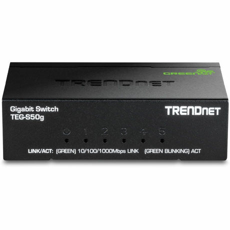 TRENDnet 5-Port Mini Gigabit Switch, TEG-S50g, GREENnet Technology, NDAA + TAA Compliant, Desktop Metal Ethernet Network Switch, 5 x Gigabit Ports, Fanless, Lifetime Protection, Black