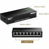 TRENDnet 8-Port Mini Gigabit Switch, TEG-S80g, GREENnet Technology, NDAA + TAA Compliant, Desktop Metal Ethernet Network Switch, 8 x Gigabit Ports, Fanless, Lifetime Protection, Black