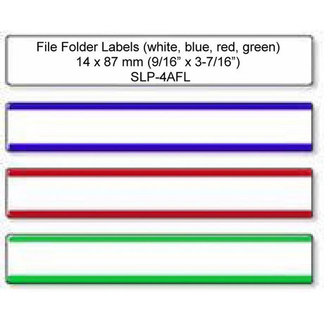 Seiko SmartLabel SLP-4AFL Multi-Color File Folder Label Assortment (White, Blue, Red, Green)