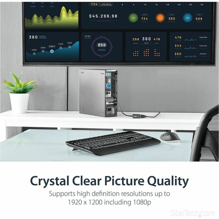 StarTech.com DisplayPort to VGA Adapter, Active DP to VGA Converter, 1080p Video DP to VGA Monitor Dongle, Latching DP Connector, Durable