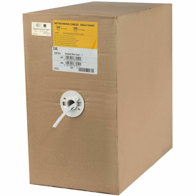 StarTech.com 1000 ft Bulk Cat6 Ethernet Cable - Stranded - CM-Rated for In-Wall Use - Cat 6 UTP Patch Cable - White