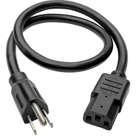 Eaton Tripp Lite Series Computer Power Cord, NEMA 5-15P to C13 - Heavy-Duty, 15A, 125V, 14 AWG, 2 ft. (0.61 m), Black