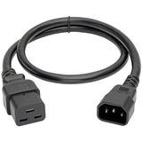 Eaton Tripp Lite Series Power Cord, C19 to C14 - Heavy-Duty, 15A, 250V, 14 AWG, 2 ft. (0.61 m), Black