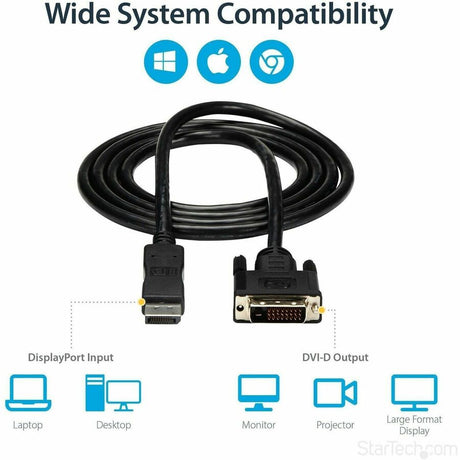 StarTech.com 6ft (1.8m) DisplayPort to DVI Cable, DisplayPort to DVI Adapter Cable, DP to DVI-D Converter, Replaced by DP2DVI2MM6
