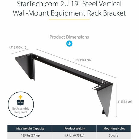 StarTech.com 2U 19in Steel Vertical Wall Mount Equipment Rack Bracket