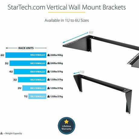 StarTech.com 3U 19" Wall Mount Vertical Rack Bracket, Patch Panel Wall Mount Bracket for AV/IT Equipment, 3U Rack for Cabinet/Server Room