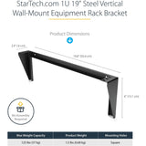 StarTech.com 1U 19in Steel Vertical Wall Mount Equipment Rack Bracket