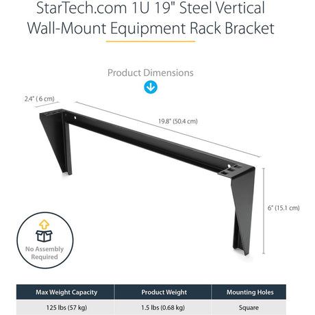 StarTech.com 1U 19in Steel Vertical Wall Mount Equipment Rack Bracket