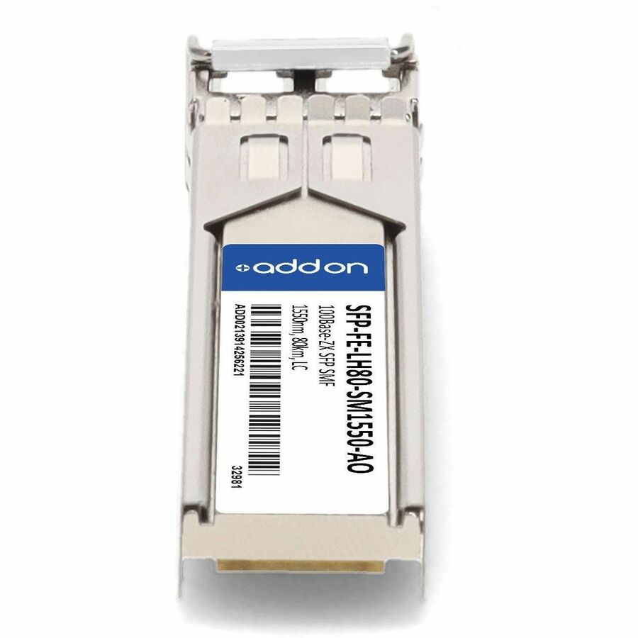 AddOn HP SFP-FE-LH80SM1550 Compatible TAA Compliant 100Base-ZX SFP Transceiver (SMF, 1550nm, 80km, LC)